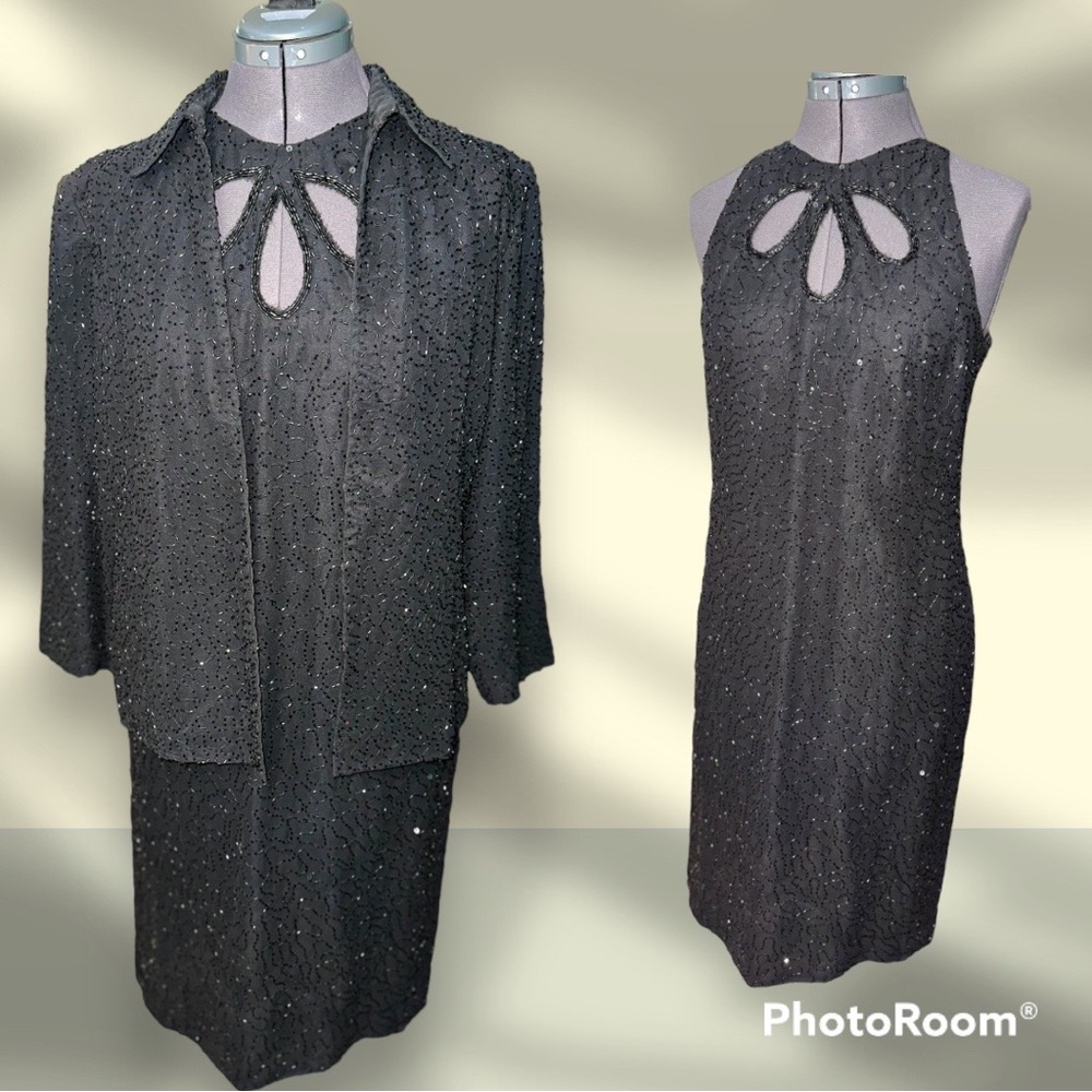Vintage Beaded Cocktail Dress and Jacket